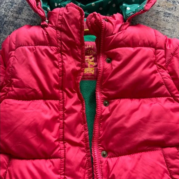 Mini Boden Red Convertible Jacket with Green Polka Dot Lining - Size 4-5 - Picture 4 of 12